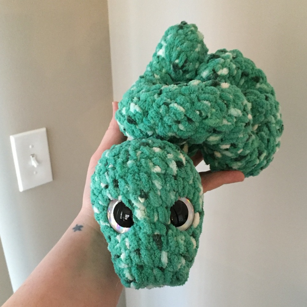 Handmade crochet curly snake plushie